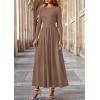 imagePRETTYGARDEN Womens 2025 Fashion Trendy Fall Long Sleeve Dresses Ruched Flowy Elegant Modest Boho Casual Beach Maxi DressKhaki