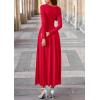 imagePRETTYGARDEN Womens 2025 Fashion Trendy Fall Long Sleeve Dresses Ruched Flowy Elegant Modest Boho Casual Beach Maxi DressRed
