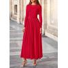 imagePRETTYGARDEN Womens 2025 Fashion Trendy Fall Long Sleeve Dresses Ruched Flowy Elegant Modest Boho Casual Beach Maxi DressRed