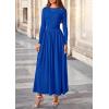 imagePRETTYGARDEN Womens 2025 Fashion Trendy Fall Long Sleeve Dresses Ruched Flowy Elegant Modest Boho Casual Beach Maxi DressRoyal Blue