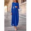 imagePRETTYGARDEN Womens 2025 Fashion Trendy Fall Long Sleeve Dresses Ruched Flowy Elegant Modest Boho Casual Beach Maxi DressRoyal Blue