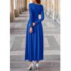 imagePRETTYGARDEN Womens 2025 Fashion Trendy Fall Long Sleeve Dresses Ruched Flowy Elegant Modest Boho Casual Beach Maxi DressRoyal Blue