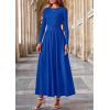 imagePRETTYGARDEN Womens 2025 Fashion Trendy Fall Long Sleeve Dresses Ruched Flowy Elegant Modest Boho Casual Beach Maxi DressRoyal Blue