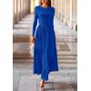 imagePRETTYGARDEN Womens 2025 Fashion Trendy Fall Long Sleeve Dresses Ruched Flowy Elegant Modest Boho Casual Beach Maxi DressRoyal Blue