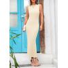 imagePRETTYGARDEN Womens 2025 Summer Casual Maxi Dresses Ribbed Knit Sleeveless Bodycon Elegant Going Out Beach Vacation ClothesApricot