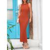 imagePRETTYGARDEN Womens 2025 Summer Casual Maxi Dresses Ribbed Knit Sleeveless Bodycon Elegant Going Out Beach Vacation ClothesBrick Red