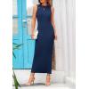 imagePRETTYGARDEN Womens 2025 Summer Casual Maxi Dresses Ribbed Knit Sleeveless Bodycon Elegant Going Out Beach Vacation ClothesDark Blue