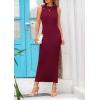 imagePRETTYGARDEN Womens 2025 Summer Casual Maxi Dresses Ribbed Knit Sleeveless Bodycon Elegant Going Out Beach Vacation ClothesWine Red