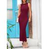 imagePRETTYGARDEN Womens 2025 Summer Casual Maxi Dresses Ribbed Knit Sleeveless Bodycon Elegant Going Out Beach Vacation ClothesWine Red