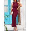 imagePRETTYGARDEN Womens 2025 Summer Casual Maxi Dresses Ribbed Knit Sleeveless Bodycon Elegant Going Out Beach Vacation ClothesWine Red