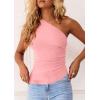 imagePRETTYGARDEN Womens 2025 Summer Y2K Tops Sleeveless One Shoulder Slim Fit Shirts Ruched Knit Asymmetrical Top BlousePink
