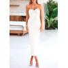 imagePRETTYGARDEN Womens Bodycon Long Dresses Summer Strapless Tube Twist Knot Front Ribbed Knit Maxi Cocktail Dress with SlitWhite