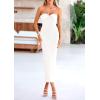 imagePRETTYGARDEN Womens Bodycon Long Dresses Summer Strapless Tube Twist Knot Front Ribbed Knit Maxi Cocktail Dress with SlitWhite