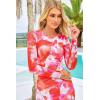 imagePRETTYGARDEN Womens Bodycon Maxi Dress Fall Spring Fashion Long Sleeve Floral Print Tight Fitted Party Club Ruched DressesLight Orange