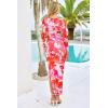 imagePRETTYGARDEN Womens Bodycon Maxi Dress Fall Spring Fashion Long Sleeve Floral Print Tight Fitted Party Club Ruched DressesLight Orange