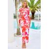 imagePRETTYGARDEN Womens Bodycon Maxi Dress Fall Spring Fashion Long Sleeve Floral Print Tight Fitted Party Club Ruched DressesLight Orange