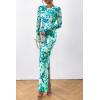 imagePRETTYGARDEN Womens Bodycon Maxi Dress Fall Spring Fashion Long Sleeve Floral Print Tight Fitted Party Club Ruched DressesPrint Blue