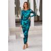 imagePRETTYGARDEN Womens Bodycon Maxi Dress Fall Spring Fashion Long Sleeve Floral Print Tight Fitted Party Club Ruched DressesPrint Lake Blue