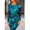 imagePRETTYGARDEN Womens Bodycon Maxi Dress Fall Spring Fashion Long Sleeve Floral Print Tight Fitted Party Club Ruched DressesPrint Lake Blue