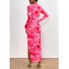 imagePRETTYGARDEN Womens Bodycon Maxi Dress Fall Spring Fashion Long Sleeve Floral Print Tight Fitted Party Club Ruched DressesPrint Pink