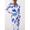 imagePRETTYGARDEN Womens Bodycon Maxi Dress Fall Spring Fashion Long Sleeve Floral Print Tight Fitted Party Club Ruched DressesWhite Blue Floral