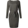 imagePRETTYGARDEN Womens Fall Bodycon Party Dress Casual Long Sleeve Tie Waist Fitted Sheath Pencil Dresses with PocketsDark Grey