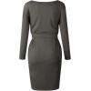 imagePRETTYGARDEN Womens Fall Bodycon Party Dress Casual Long Sleeve Tie Waist Fitted Sheath Pencil Dresses with PocketsDark Grey