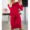 imagePRETTYGARDEN Womens Fall Bodycon Party Dress Casual Long Sleeve Tie Waist Fitted Sheath Pencil Dresses with PocketsRed
