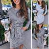 imagePRETTYGARDEN Womens Fall Bodycon Party Dress Casual Long Sleeve Tie Waist Fitted Sheath Pencil Dresses with PocketsStripe Dark Grey