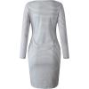 imagePRETTYGARDEN Womens Fall Bodycon Party Dress Casual Long Sleeve Tie Waist Fitted Sheath Pencil Dresses with PocketsStripe Light Grey