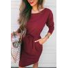 imagePRETTYGARDEN Womens Fall Bodycon Party Dress Casual Long Sleeve Tie Waist Fitted Sheath Pencil Dresses with PocketsWine Red