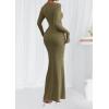 imagePRETTYGARDEN Womens Fall Fashion 2025 Long Sleeve Maxi Dress Ribbed Knit Boat Neck Bodycon Casual Dresses Going Out OutfitsArmy Green