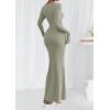 imagePRETTYGARDEN Womens Fall Fashion 2025 Long Sleeve Maxi Dress Ribbed Knit Boat Neck Bodycon Casual Dresses Going Out OutfitsLight Green