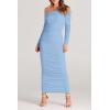 imagePRETTYGARDEN Womens Fall Off The Shoulder Maxi Dress Spring Long Sleeve Ruched Fitted Bodycon Club Dresses with SlitLight Blue