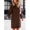 imagePRETTYGARDEN Womens Fall Sweater Dress Casual Long Sleeve Chunky Knit Pullover Oversized Hoodie Tunic Sweaters Winter ClothesBrown