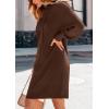 imagePRETTYGARDEN Womens Fall Sweater Dress Casual Long Sleeve Chunky Knit Pullover Oversized Hoodie Tunic Sweaters Winter ClothesBrown