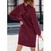 imagePRETTYGARDEN Womens Fall Sweater Dress Casual Long Sleeve Chunky Knit Pullover Oversized Hoodie Tunic Sweaters Winter ClothesWine Red