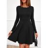 imagePRETTYGARDEN Womens Long Sleeve Cocktail Mini Dress 2025 Fall Crew Neck A Line Homecoming Party Short Dresses Elegant ClassyBlack