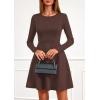 imagePRETTYGARDEN Womens Long Sleeve Cocktail Mini Dress 2025 Fall Crew Neck A Line Homecoming Party Short Dresses Elegant ClassyBrown