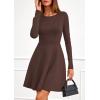 imagePRETTYGARDEN Womens Long Sleeve Cocktail Mini Dress 2025 Fall Crew Neck A Line Homecoming Party Short Dresses Elegant ClassyBrown