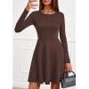 imagePRETTYGARDEN Womens Long Sleeve Cocktail Mini Dress 2025 Fall Crew Neck A Line Homecoming Party Short Dresses Elegant ClassyBrown