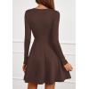 imagePRETTYGARDEN Womens Long Sleeve Cocktail Mini Dress 2025 Fall Crew Neck A Line Homecoming Party Short Dresses Elegant ClassyBrown