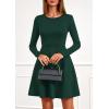 imagePRETTYGARDEN Womens Long Sleeve Cocktail Mini Dress 2025 Fall Crew Neck A Line Homecoming Party Short Dresses Elegant ClassyDark Green