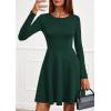 imagePRETTYGARDEN Womens Long Sleeve Cocktail Mini Dress 2025 Fall Crew Neck A Line Homecoming Party Short Dresses Elegant ClassyDark Green