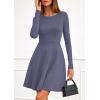 imagePRETTYGARDEN Womens Long Sleeve Cocktail Mini Dress 2025 Fall Crew Neck A Line Homecoming Party Short Dresses Elegant ClassyGrey Blue