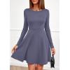 imagePRETTYGARDEN Womens Long Sleeve Cocktail Mini Dress 2025 Fall Crew Neck A Line Homecoming Party Short Dresses Elegant ClassyGrey Blue