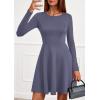 imagePRETTYGARDEN Womens Long Sleeve Cocktail Mini Dress 2025 Fall Crew Neck A Line Homecoming Party Short Dresses Elegant ClassyGrey Blue