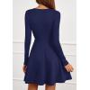 imagePRETTYGARDEN Womens Long Sleeve Cocktail Mini Dress 2025 Fall Crew Neck A Line Homecoming Party Short Dresses Elegant ClassyNavy Blue