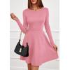 imagePRETTYGARDEN Womens Long Sleeve Cocktail Mini Dress 2025 Fall Crew Neck A Line Homecoming Party Short Dresses Elegant ClassyPink