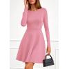 imagePRETTYGARDEN Womens Long Sleeve Cocktail Mini Dress 2025 Fall Crew Neck A Line Homecoming Party Short Dresses Elegant ClassyPink